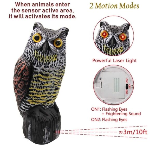Búho Espantapájaros Energía Solar Con Sonido Impermeable - Image 2