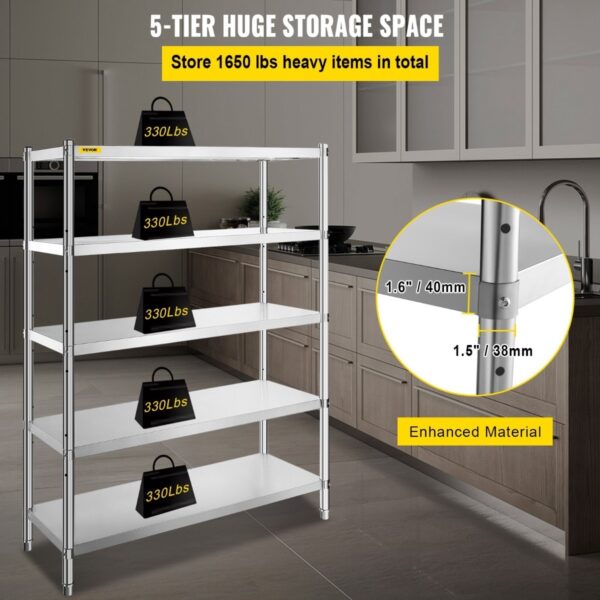 Estante Anaquel  5 Repisas Espacio Ajustable Acero Inox. Msi - Image 4