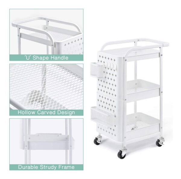 Carrito Auxiliar Rodante De 3 Niveles Con Tablero Extraíble - Image 2