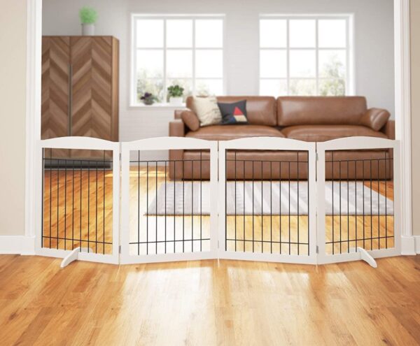 Puerta Plegable Valla Para Mascotas Extra Ancha Blanca - Image 3