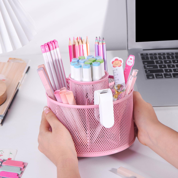 Organizador Giratorio Rosado Para Escritorio, Soporte Para B - Image 5