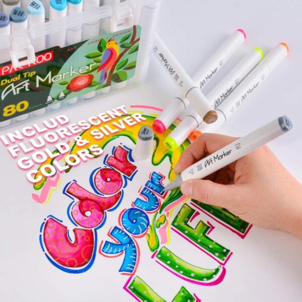 Marcadores Con 80 Colores De Alcohol Par Koo Doble Punta - Image 3