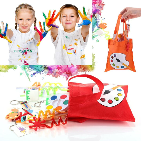 Recuerdos de fiesta para niños pequeños, pintura artística, lienzo, acuarela, pintura artística, pajitas, llavero, bolsas temporales de tatuaje, juego para niños, cumpleaños, premios - Image 3