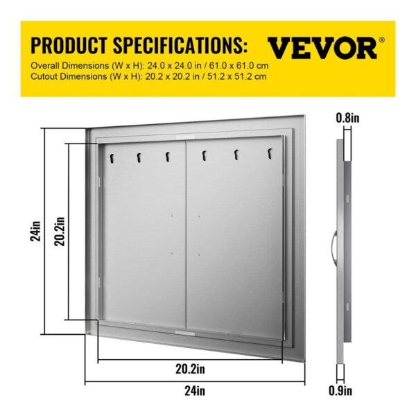 Puerta Doble Acero Inoxidable 304 Cocina Asador 24x24in - Image 8