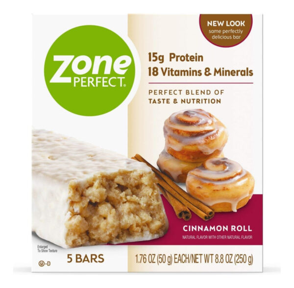 Barra Nutrición Zone Perfect Sabor Roll De Canela, Pack 3