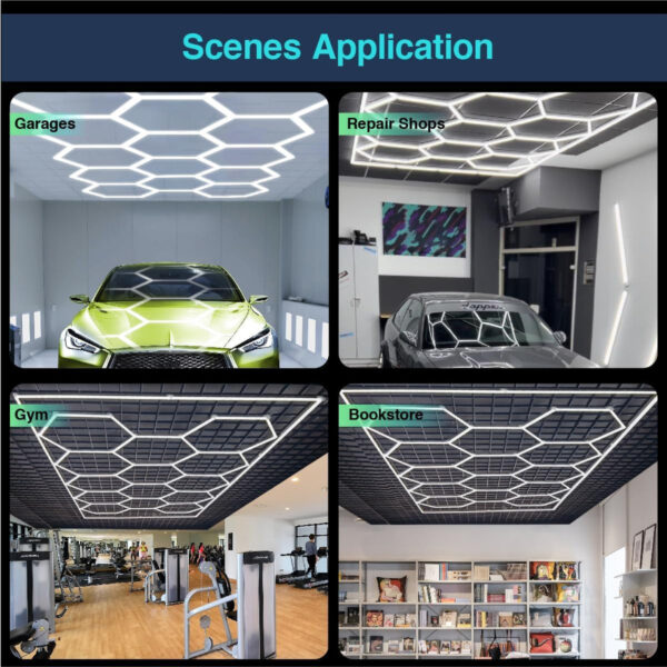 16 Luces Led De Techo Hexagonales Para Garaje 128w 6500k - Image 3