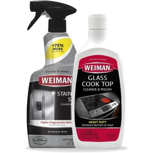 Weiman Limpiador de acero inoxidable y pulidor resistente para estufas - Potente kit de limpieza de cocina para electrodomésticos