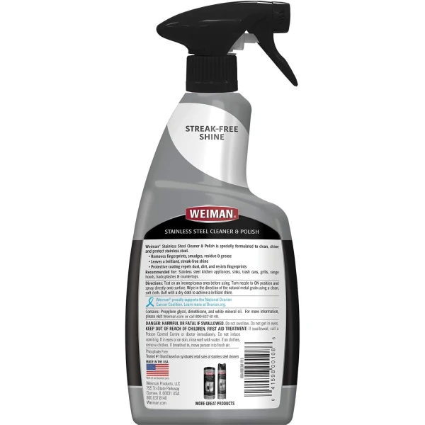 Weiman Limpiador de acero inoxidable y pulidor resistente para estufas - Potente kit de limpieza de cocina para electrodomésticos - Image 2