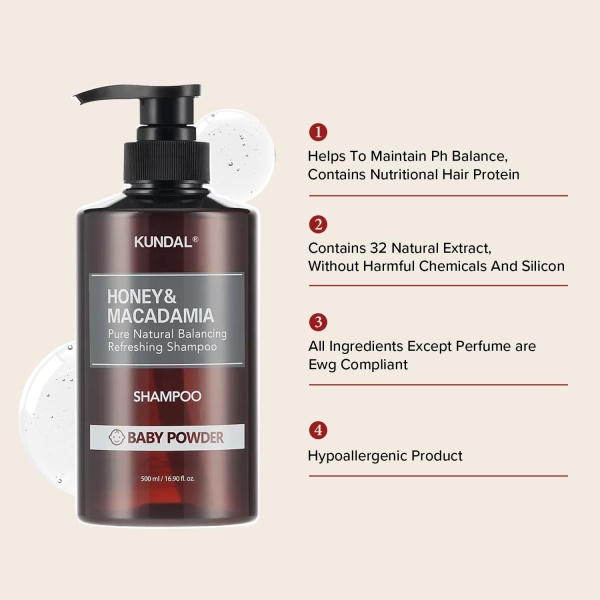 Kundal Honey&Macadamia Hydro-Intensive Protein Premium Nature Hair Shampoo [English Rose] Sin sulfato - Image 6