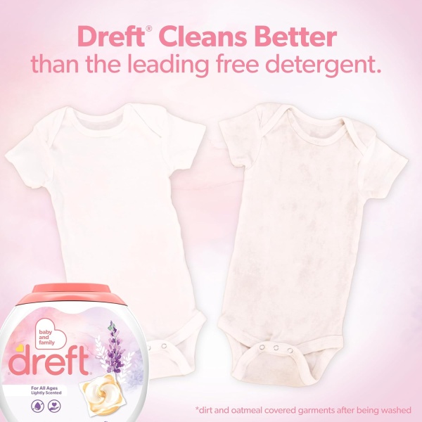 Dreft Detergente para ropa XL Pacs, aroma ligero, lavanda, 45 unidades - Image 5