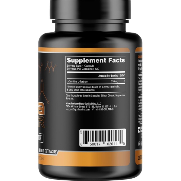 Gorilla Mode AR Carnitina 750mg Cápsulas – Receptor de andrógenos Upregulator / Aumenta la energía celular - Image 3