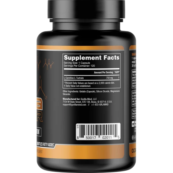 Gorilla Mode AR Carnitina 750mg Cápsulas – Receptor de andrógenos Upregulator / Aumenta la energía celular - Image 3