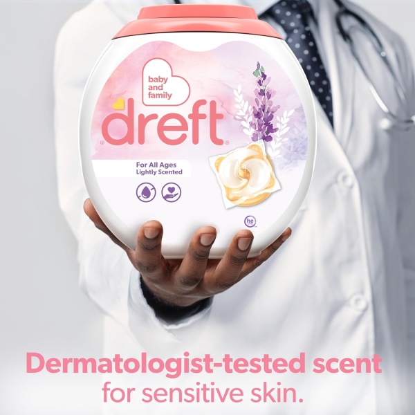 Dreft Detergente para ropa XL Pacs, aroma ligero, lavanda, 45 unidades - Image 6