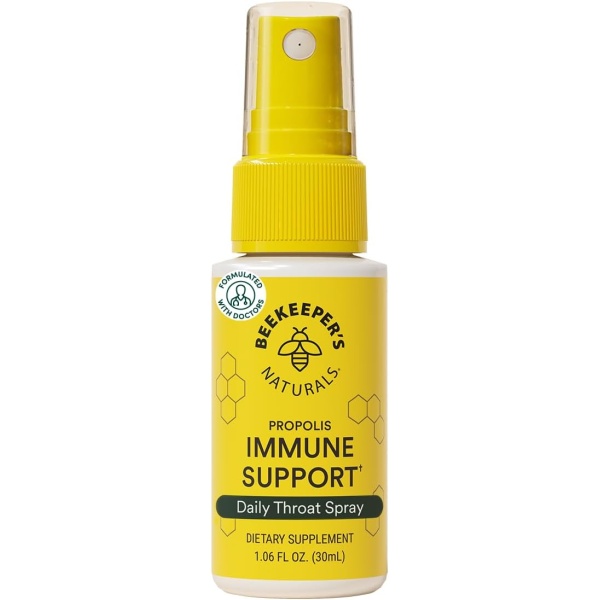 Beekeeper's Naturals - Spray de propóleo para garganta, 95% extracto de propóleos de abeja, apoyo inmunológico natural y alivio del dolor de garganta