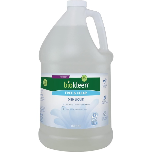 Biokleen Free & Clear - Líquido para platos – 1 galón – jabón, lavavajillas, ecológico, no tóxico