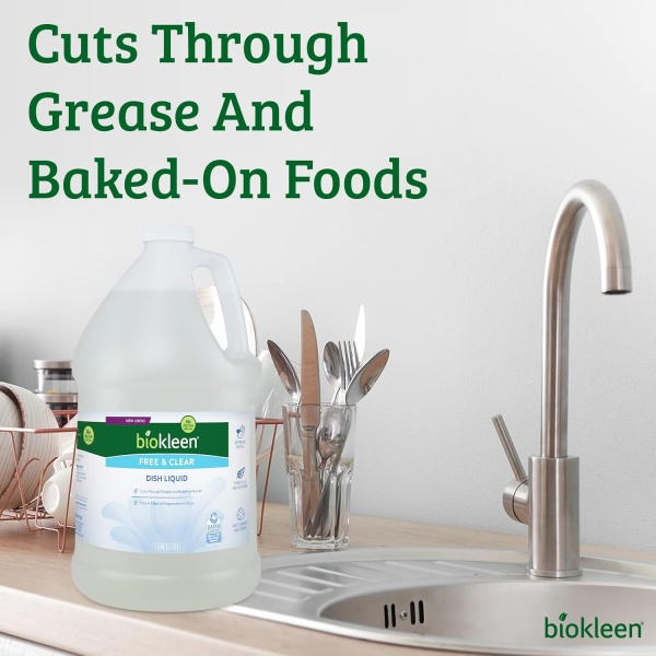Biokleen Free & Clear - Líquido para platos – 1 galón – jabón, lavavajillas, ecológico, no tóxico - Image 3