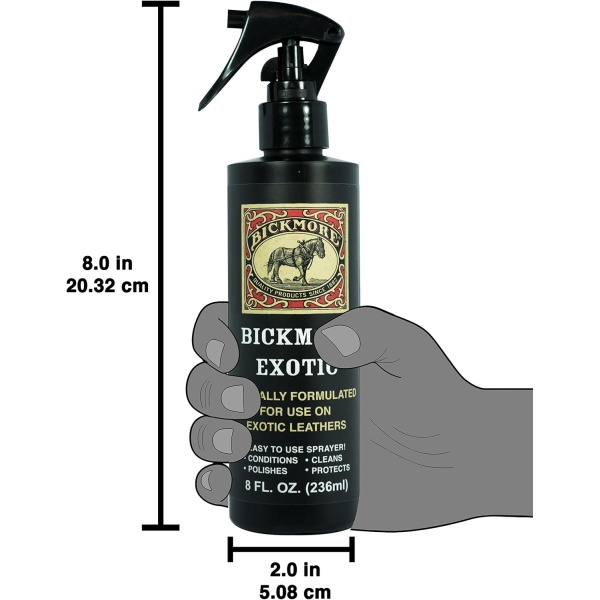 Bickmore Exotic 8oz (paquete de 2) – Spray de cuero especialmente formulado que se utiliza para limpiar el esmalte y proteger pieles exóticas y reptiles - Image 6