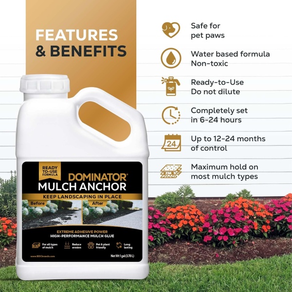 DOMINATOR Mulch Anchor - Pegamento de mantillo y estabilizador de grava de guisantes, listo para usar, dura hasta 2 años - Image 5