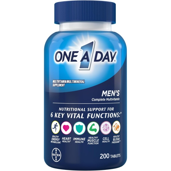 One A Day Suplemento multivitamínico para hombre con vitamina A, vitamina C, vitamina D, vitamina E y zinc para apoyo a la salud inmunológica
