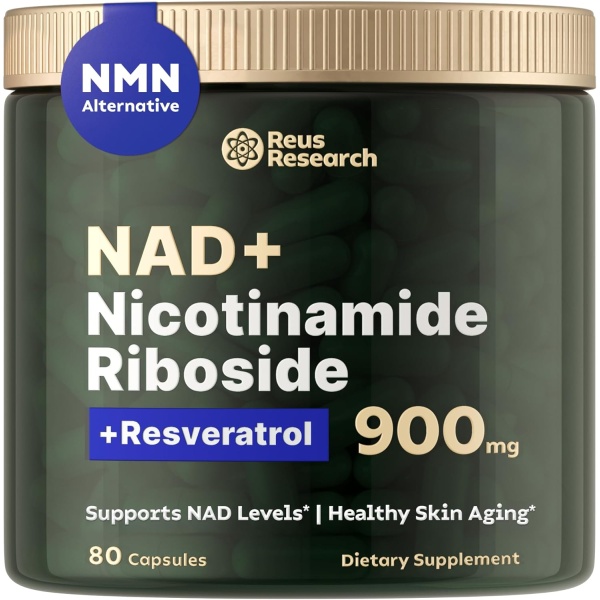 PacificCoast NutriLabs Reus Research NMN Suplemento alternativo – Ribosida de nicotinamida liposomal con resveratrol y quercetina