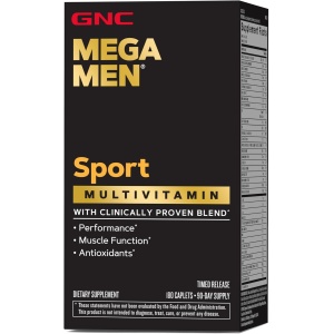 GNC Mega Men Sport Multivitamínico | Rendimiento, función muscular y salud general | 180 unidades