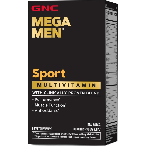 GNC Mega Men Sport Multivitamínico | Rendimiento, función muscular y salud general | 180 unidades