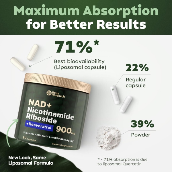 PacificCoast NutriLabs Reus Research NMN Suplemento alternativo – Ribosida de nicotinamida liposomal con resveratrol y quercetina - Image 2