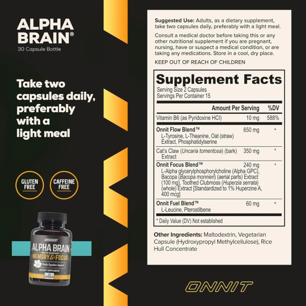 ONNIT - Suplemento para el cerebro en cápsulas Alpha Brain - Image 3