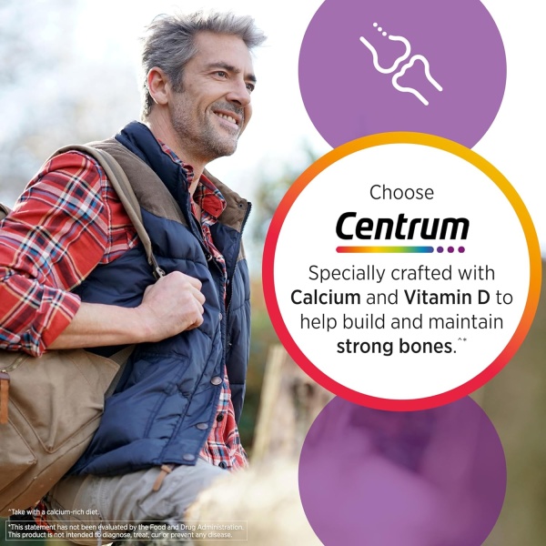Centrum Silver Men's 50+ Multivitamínico con vitamina D3, vitaminas B, zinc para memoria y cognición, 200 tabletas - Image 5