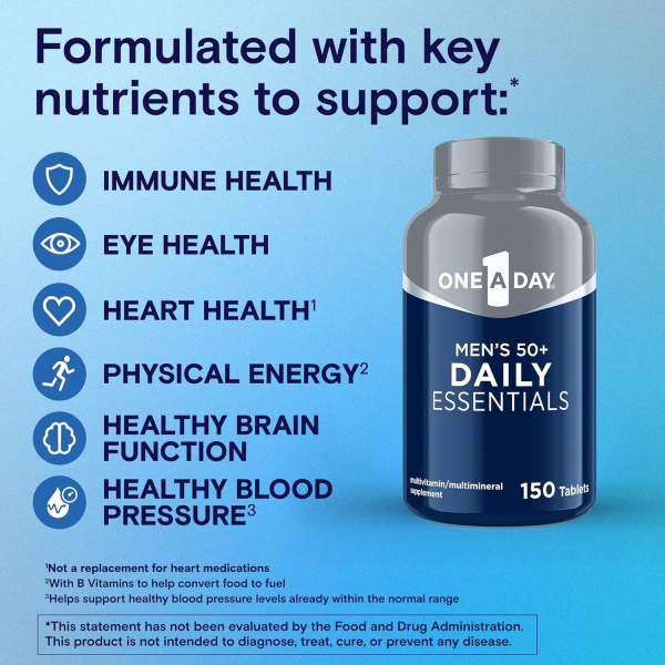 One A Day Multivitamínico para hombre 50+ Daily Essentials | Multivitamínico para hombres 50 Plus apoya la salud inmunológica - Image 2