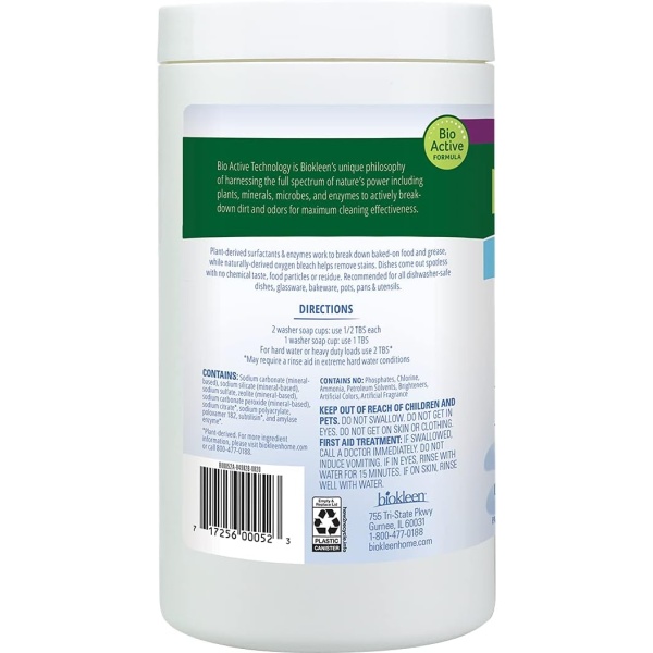 Biokleen Detergente para lavavajillas libre y transparente, 64 cargas, sin polvo, concentrado, fosfato y cloro, ecológico, no tóxico - Image 2