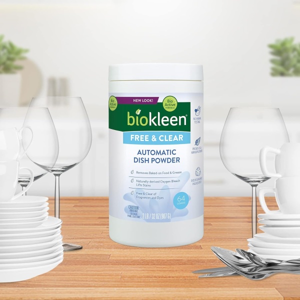 Biokleen Detergente para lavavajillas libre y transparente, 64 cargas, sin polvo, concentrado, fosfato y cloro, ecológico, no tóxico - Image 6