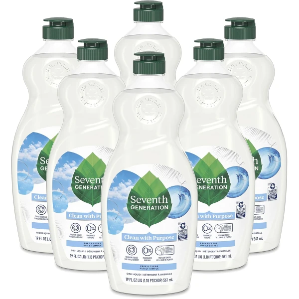 Seventh Generation Líquido de jabón de plato libre libre, 114 fl oz  Salud y Hogar