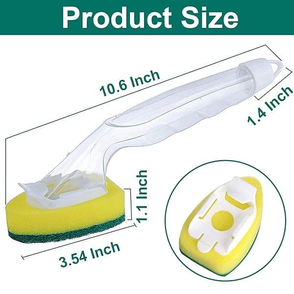 1 varita de plato y 12 cabezales de esponja de repuesto, resistente, antiarañazos y reemplazable esponja de repuesto con asa, cepillo para polvo de esponja limpia para fregadero de cocina, baño, suministros de limpieza - Image 7