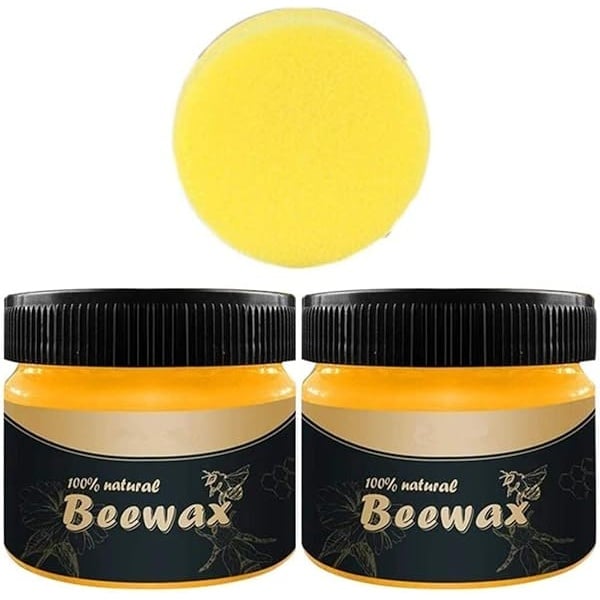 2 PACK Wood Seasoning Beewax,Multipurpose Natural Beeswax Wood Furniture Cleaner and Polish for Furniture, Floor, Tables, Cabinets
