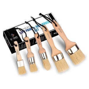2 piezas pequeñas de supercobertura. cepillo para polvo profesional para pintura de gis y cera. Herramienta de pintura y encerado para bricolaje, cerdas naturales, decoración del hogar, proyectos de madera, muebles, plantillas, reutilizable, Set con 5 piezas
