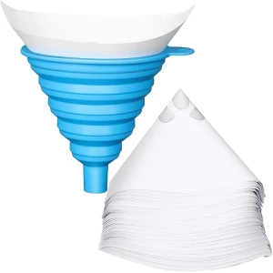 200 Coladores de Pintura con Puntas de Filtro de 150 Micras y 1 Paquete de Embudo de Silicona, Embudo de Malla de Nailon con Forma de Cono con Punta de Filtro con Ganchos
