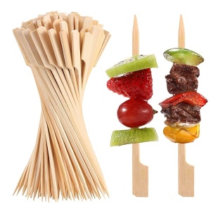 200 brochetas de bambú para aperitivos, palillos de dientes de 4.7 pulgadas, púas de cóctel para bebidas, platos de frutas, salchichas, aperitivos de barbacoa, pincho de paleta de madera natural, mini