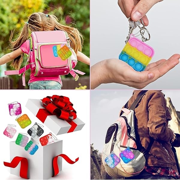 200 piezas de juguetes sensoriales de burbujas para apretar, mini llavero para aliviar la ansiedad y el estrés, juguete de silicona a granel para niños y adultos, regalo de fiesta - Image 3