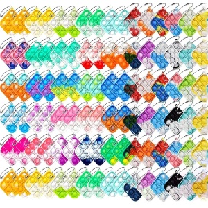 200 piezas de juguetes sensoriales de burbujas para apretar, mini llavero para aliviar la ansiedad y el estrés, juguete de silicona a granel para niños y adultos, regalo de fiesta