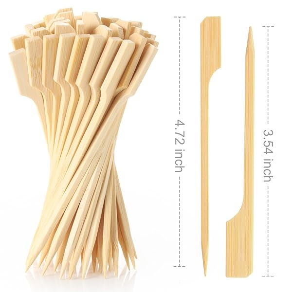 2000 púas de paleta de bambú planas de madera, brochetas de frutas, parrilla, palillos de alimentos, palillos de dientes para asar carne, verduras, barbacoa, frutas, tablas de charcutería, accesorios (3.5 y 4.7 pulgadas) - Image 3