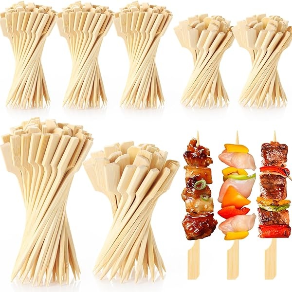 2000 púas de paleta de bambú planas de madera, brochetas de frutas, parrilla, palillos de alimentos, palillos de dientes para asar carne, verduras, barbacoa, frutas, tablas de charcutería, accesorios (3.5 y 4.7 pulgadas)
