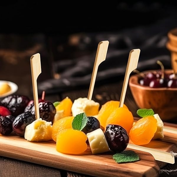 2000 púas de paleta de bambú planas de madera, brochetas de frutas, parrilla, palillos de alimentos, palillos de dientes para asar carne, verduras, barbacoa, frutas, tablas de charcutería, accesorios (3.5 y 4.7 pulgadas) - Image 8