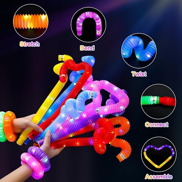 25 tubos iluminados, palos brillantes LED para fiestas de niños de 3 a 8 a 12, juguetes para aliviar el estrés, rellenos de bolsas de regalo para niños pequeños, recompensas de premios en el aula, - Image 7