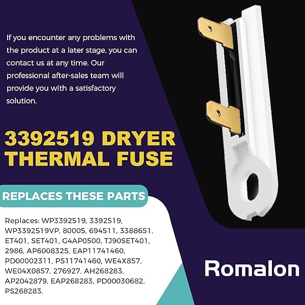 3387747 WP3387747 - Elemento de calefacción de secadora compatible con Whirlpool con kit de termostato 279816 y 279973 3392519 - Kit de fusibles de corte térmico para secadora - Image 4