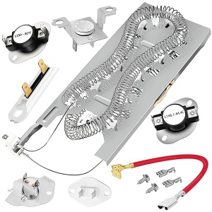 3387747 WP3387747 - Elemento de calefacción de secadora compatible con Whirlpool con kit de termostato 279816 y 279973 3392519 - Kit de fusibles de corte térmico para secadora