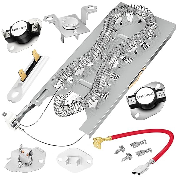 3387747 WP3387747 - Elemento de calefacción de secadora compatible con Whirlpool con kit de termostato 279816 y 279973 3392519 - Kit de fusibles de corte térmico para secadora