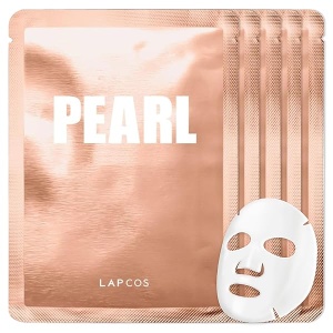 5 Mascarillas Faciales Pearl de Lapcos. Lujoso Cuidado de la Piel con Extracto de Perla, Complejo de Flor Blanca y Lactobasilos para Iluminar, Aclarar, Hidratar y Eliminar Impurezas