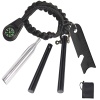8 en 1 Ferro Rod Starter-Ferrocerium Flint Striker, una herramienta de kit de supervivencia de emergencia, incluyendo barra de longitud total de 6.3 pulgadas (2 x 3.15 pulgadas), cordón de paracaídas de 1.8 m, un golpeador multiherramienta, un tubo de fuego y brújula
