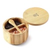 8SOM - Caja de sal y pimienta de bambú con tapa giratoria y cuchara integrada, tapa de cierre magnético para mantener el polvo fuera, recipiente de sal para almacenar pimienta, especias, hierbas, sal marina, capacidad doble de 5 onzas